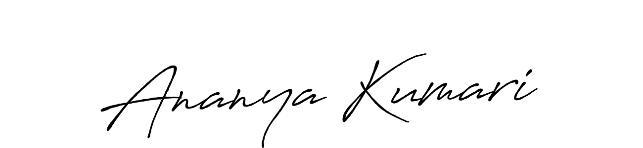 How to make Ananya Kumari name signature. Use Antro_Vectra_Bolder style for creating short signs online. This is the latest handwritten sign. Ananya Kumari signature style 7 images and pictures png