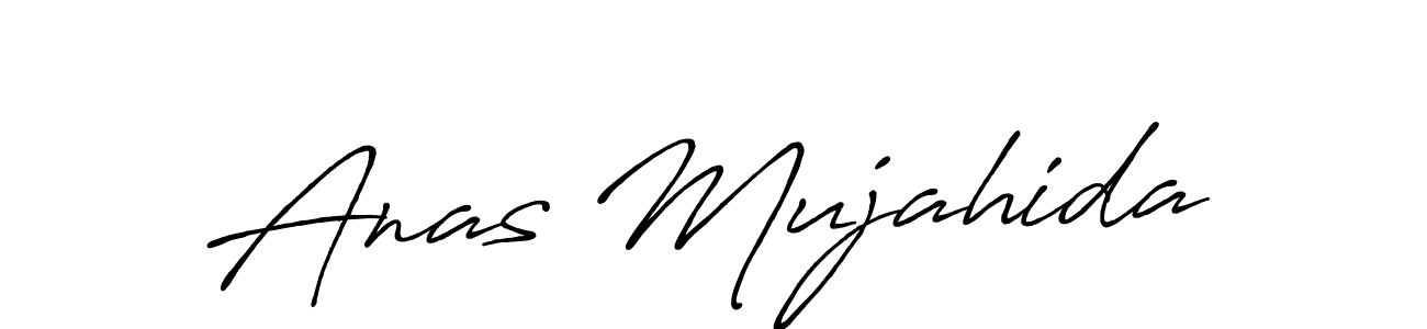 Similarly Antro_Vectra_Bolder is the best handwritten signature design. Signature creator online .You can use it as an online autograph creator for name Anas Mujahida. Anas Mujahida signature style 7 images and pictures png