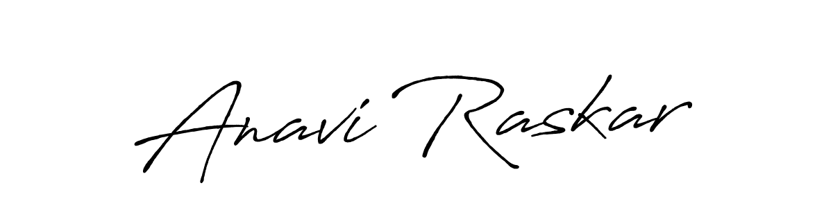 Make a beautiful signature design for name Anavi Raskar. With this signature (Antro_Vectra_Bolder) style, you can create a handwritten signature for free. Anavi Raskar signature style 7 images and pictures png