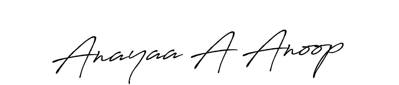 How to make Anayaa A Anoop name signature. Use Antro_Vectra_Bolder style for creating short signs online. This is the latest handwritten sign. Anayaa A Anoop signature style 7 images and pictures png