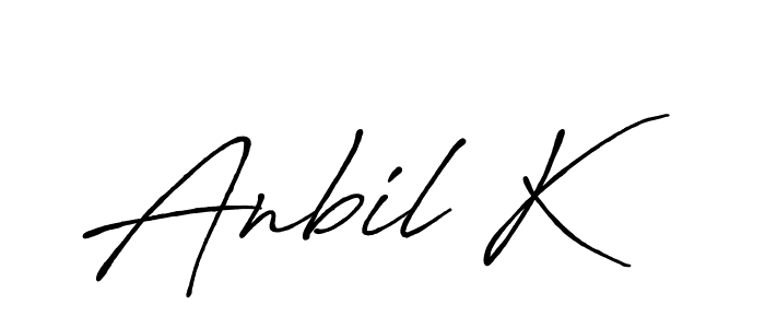 Use a signature maker to create a handwritten signature online. With this signature software, you can design (Antro_Vectra_Bolder) your own signature for name Anbil K. Anbil K signature style 7 images and pictures png