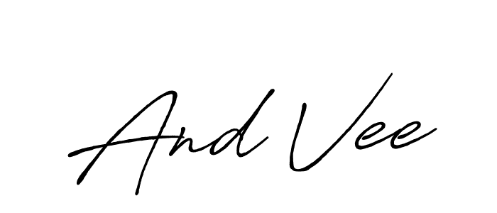 How to make And Vee name signature. Use Antro_Vectra_Bolder style for creating short signs online. This is the latest handwritten sign. And Vee signature style 7 images and pictures png