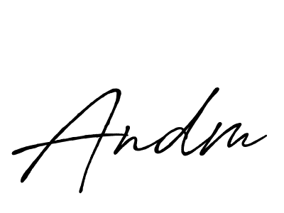 Use a signature maker to create a handwritten signature online. With this signature software, you can design (Antro_Vectra_Bolder) your own signature for name Andm. Andm signature style 7 images and pictures png