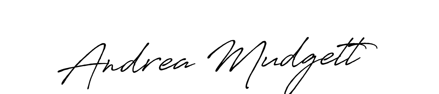 How to make Andrea Mudgett name signature. Use Antro_Vectra_Bolder style for creating short signs online. This is the latest handwritten sign. Andrea Mudgett signature style 7 images and pictures png
