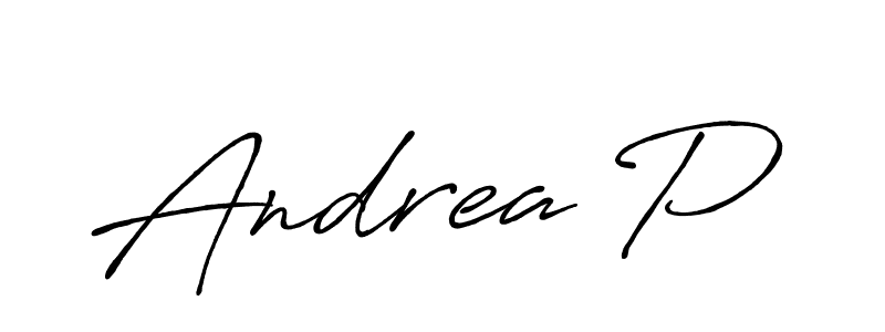 Create a beautiful signature design for name Andrea P. With this signature (Antro_Vectra_Bolder) fonts, you can make a handwritten signature for free. Andrea P signature style 7 images and pictures png