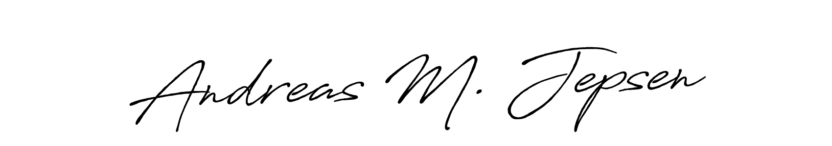 How to make Andreas M. Jepsen name signature. Use Antro_Vectra_Bolder style for creating short signs online. This is the latest handwritten sign. Andreas M. Jepsen signature style 7 images and pictures png