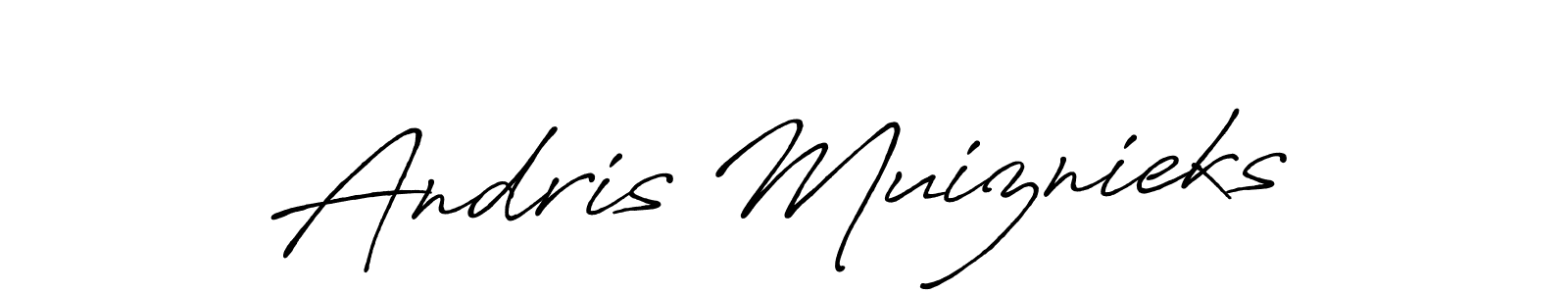 Make a beautiful signature design for name Andris Muiznieks. With this signature (Antro_Vectra_Bolder) style, you can create a handwritten signature for free. Andris Muiznieks signature style 7 images and pictures png
