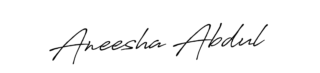 How to make Aneesha Abdul name signature. Use Antro_Vectra_Bolder style for creating short signs online. This is the latest handwritten sign. Aneesha Abdul signature style 7 images and pictures png