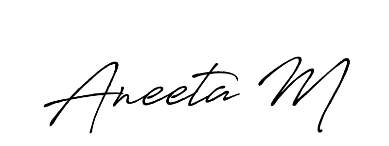 How to make Aneeta M signature? Antro_Vectra_Bolder is a professional autograph style. Create handwritten signature for Aneeta M name. Aneeta M signature style 7 images and pictures png