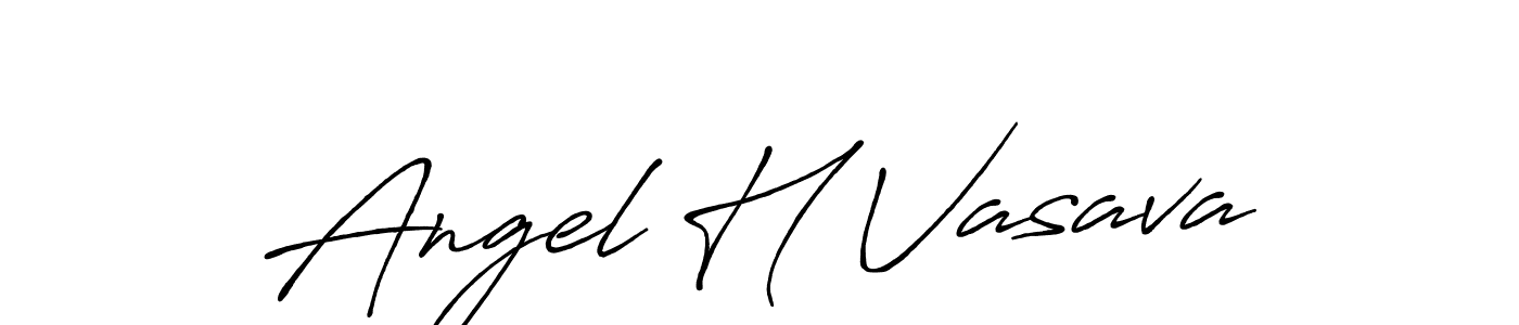 You should practise on your own different ways (Antro_Vectra_Bolder) to write your name (Angel H Vasava) in signature. don't let someone else do it for you. Angel H Vasava signature style 7 images and pictures png
