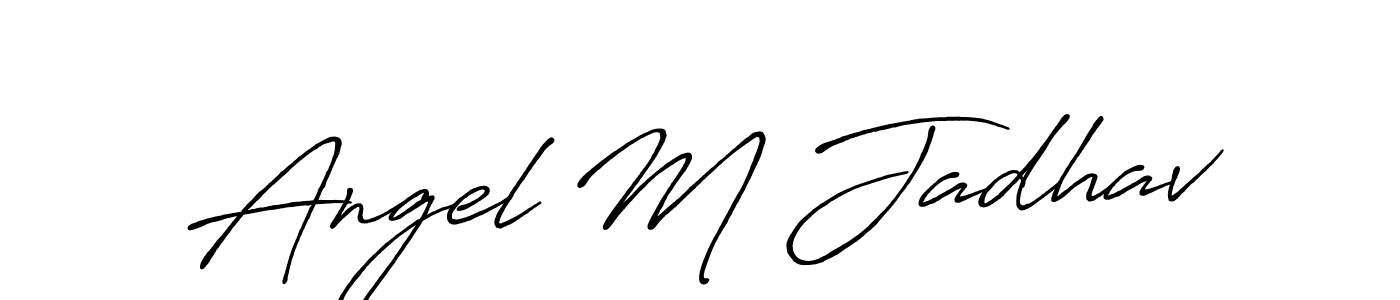 How to make Angel M Jadhav name signature. Use Antro_Vectra_Bolder style for creating short signs online. This is the latest handwritten sign. Angel M Jadhav signature style 7 images and pictures png