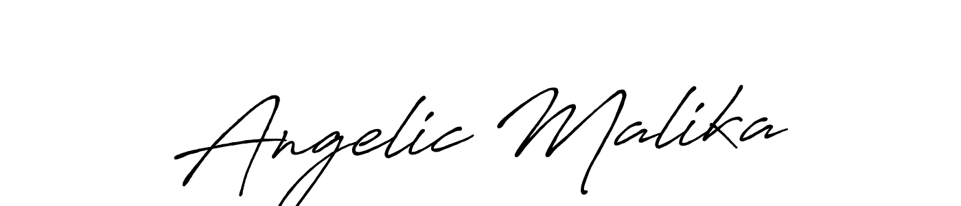 How to make Angelic Malika name signature. Use Antro_Vectra_Bolder style for creating short signs online. This is the latest handwritten sign. Angelic Malika signature style 7 images and pictures png