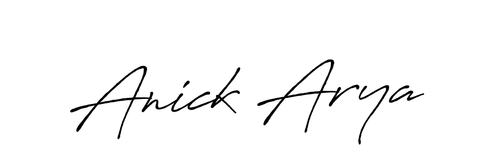 How to make Anick Arya name signature. Use Antro_Vectra_Bolder style for creating short signs online. This is the latest handwritten sign. Anick Arya signature style 7 images and pictures png