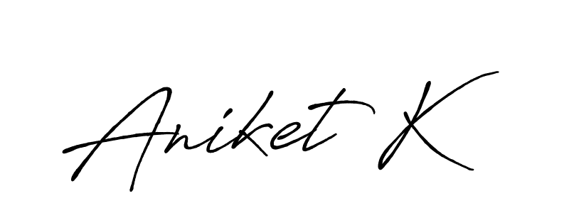 The best way (Antro_Vectra_Bolder) to make a short signature is to pick only two or three words in your name. The name Aniket K include a total of six letters. For converting this name. Aniket K signature style 7 images and pictures png