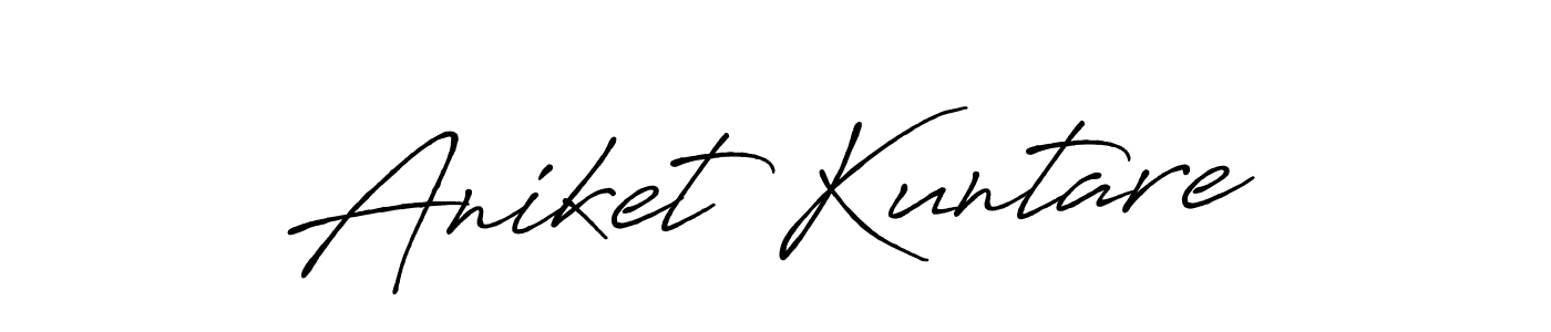 How to make Aniket Kuntare name signature. Use Antro_Vectra_Bolder style for creating short signs online. This is the latest handwritten sign. Aniket Kuntare signature style 7 images and pictures png