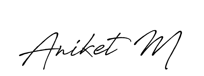 How to make Aniket M name signature. Use Antro_Vectra_Bolder style for creating short signs online. This is the latest handwritten sign. Aniket M signature style 7 images and pictures png