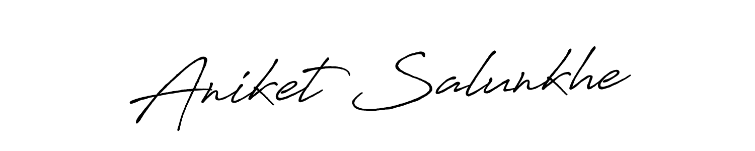 The best way (Antro_Vectra_Bolder) to make a short signature is to pick only two or three words in your name. The name Aniket Salunkhe include a total of six letters. For converting this name. Aniket Salunkhe signature style 7 images and pictures png