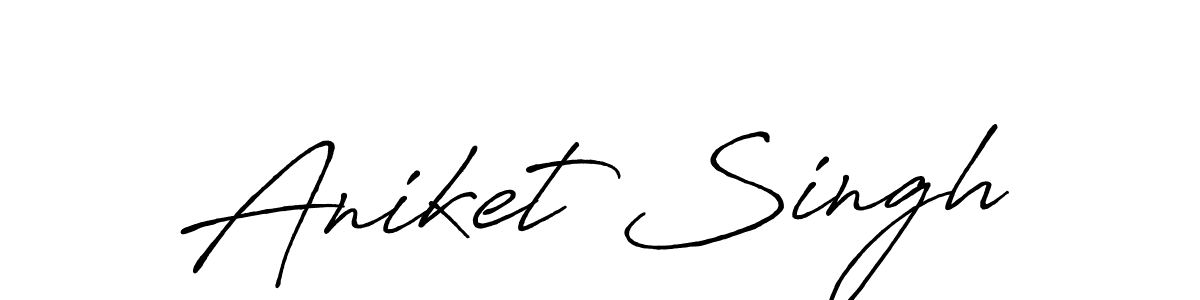 How to make Aniket Singh name signature. Use Antro_Vectra_Bolder style for creating short signs online. This is the latest handwritten sign. Aniket Singh signature style 7 images and pictures png