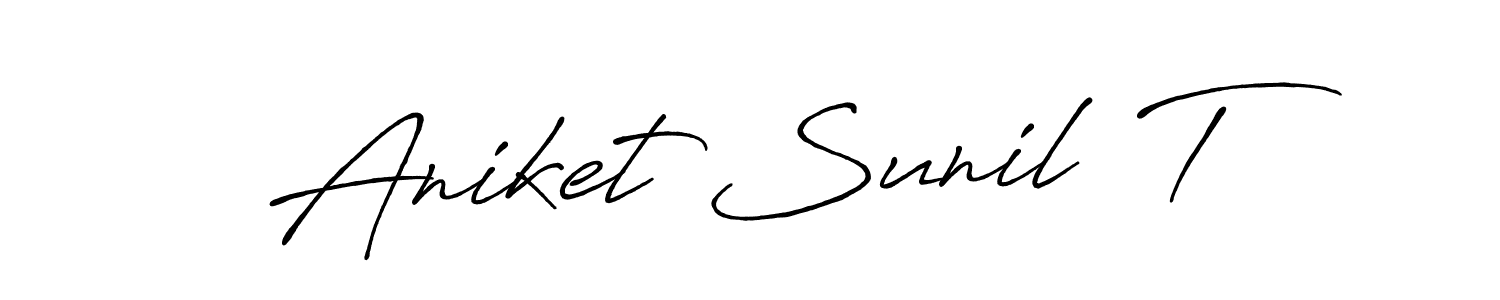 This is the best signature style for the Aniket Sunil  T name. Also you like these signature font (Antro_Vectra_Bolder). Mix name signature. Aniket Sunil  T signature style 7 images and pictures png