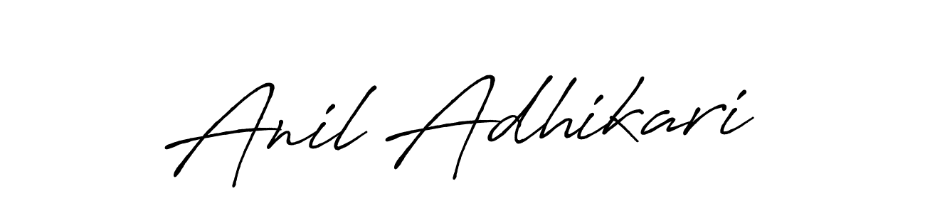 How to make Anil Adhikari name signature. Use Antro_Vectra_Bolder style for creating short signs online. This is the latest handwritten sign. Anil Adhikari signature style 7 images and pictures png