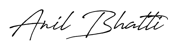 A classic penmanship look for Anil Bhatti. The Antro_Vectra_Bolder font brings timeless elegance and confidence to every signed document. Anil Bhatti signature style 7 images and pictures png