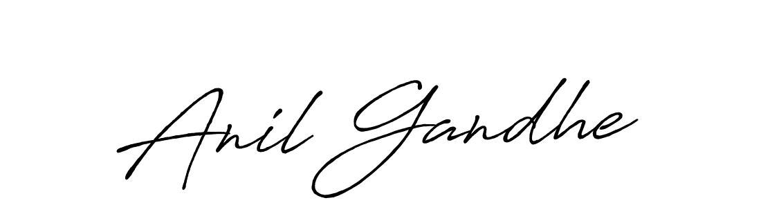 How to make Anil Gandhe name signature. Use Antro_Vectra_Bolder style for creating short signs online. This is the latest handwritten sign. Anil Gandhe signature style 7 images and pictures png