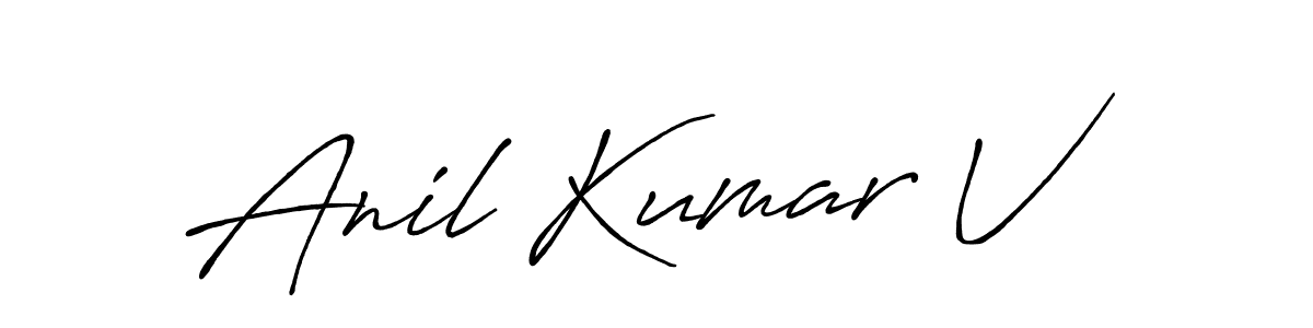 How to make Anil Kumar V name signature. Use Antro_Vectra_Bolder style for creating short signs online. This is the latest handwritten sign. Anil Kumar V signature style 7 images and pictures png