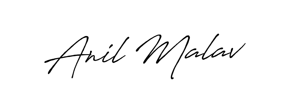 How to make Anil Malav name signature. Use Antro_Vectra_Bolder style for creating short signs online. This is the latest handwritten sign. Anil Malav signature style 7 images and pictures png