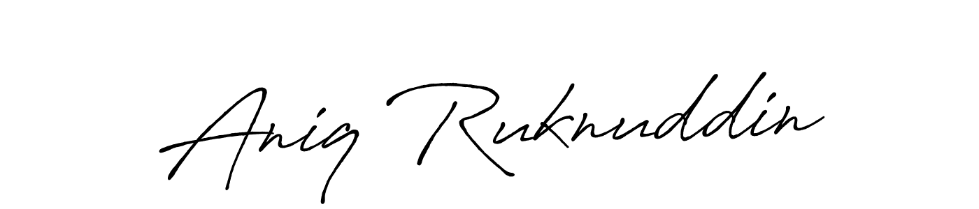 You can use this online signature creator to create a handwritten signature for the name Aniq Ruknuddin. This is the best online autograph maker. Aniq Ruknuddin signature style 7 images and pictures png