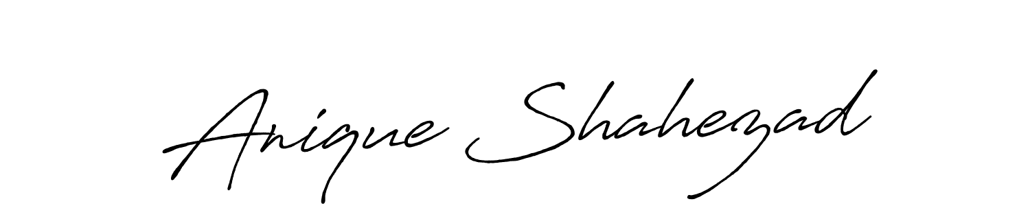 Antro_Vectra_Bolder is a professional signature style that is perfect for those who want to add a touch of class to their signature. It is also a great choice for those who want to make their signature more unique. Get Anique Shahezad name to fancy signature for free. Anique Shahezad signature style 7 images and pictures png