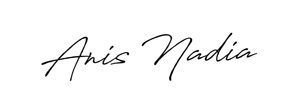 How to make Anis Nadia name signature. Use Antro_Vectra_Bolder style for creating short signs online. This is the latest handwritten sign. Anis Nadia signature style 7 images and pictures png