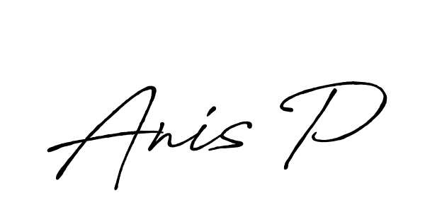 How to make Anis P name signature. Use Antro_Vectra_Bolder style for creating short signs online. This is the latest handwritten sign. Anis P signature style 7 images and pictures png