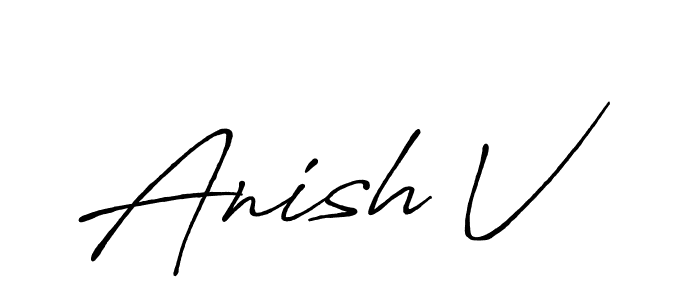 Also we have Anish V name is the best signature style. Create professional handwritten signature collection using Antro_Vectra_Bolder autograph style. Anish V signature style 7 images and pictures png