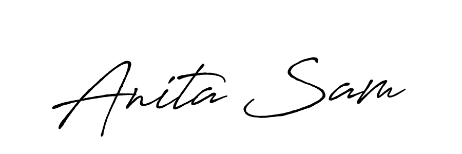 How to make Anita Sam name signature. Use Antro_Vectra_Bolder style for creating short signs online. This is the latest handwritten sign. Anita Sam signature style 7 images and pictures png