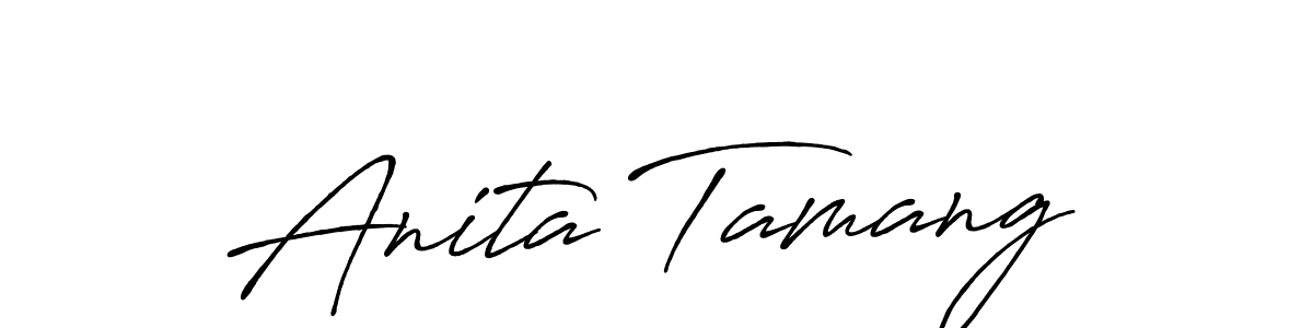 You should practise on your own different ways (Antro_Vectra_Bolder) to write your name (Anita Tamang) in signature. don't let someone else do it for you. Anita Tamang signature style 7 images and pictures png