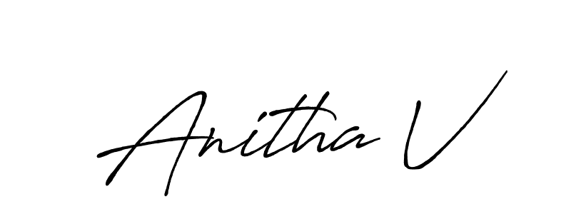 Make a beautiful signature design for name Anitha V. With this signature (Antro_Vectra_Bolder) style, you can create a handwritten signature for free. Anitha V signature style 7 images and pictures png