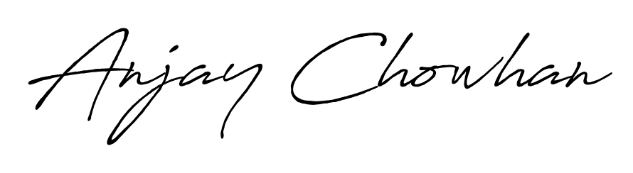 Transform the name Anjay Chowhan into a signature masterpiece using Antro_Vectra_Bolder font. Ideal for photographers, artists, and creators looking for watermarks. Anjay Chowhan signature style 7 images and pictures png