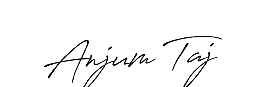 How to make Anjum Taj name signature. Use Antro_Vectra_Bolder style for creating short signs online. This is the latest handwritten sign. Anjum Taj signature style 7 images and pictures png