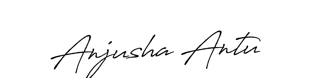 How to make Anjusha Antu name signature. Use Antro_Vectra_Bolder style for creating short signs online. This is the latest handwritten sign. Anjusha Antu signature style 7 images and pictures png