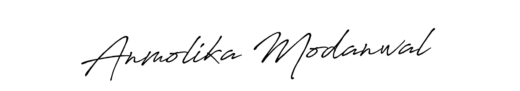 How to make Anmolika Modanwal name signature. Use Antro_Vectra_Bolder style for creating short signs online. This is the latest handwritten sign. Anmolika Modanwal signature style 7 images and pictures png