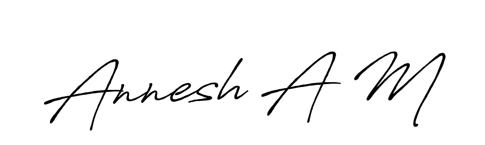 Similarly Antro_Vectra_Bolder is the best handwritten signature design. Signature creator online .You can use it as an online autograph creator for name Annesh A M. Annesh A M signature style 7 images and pictures png