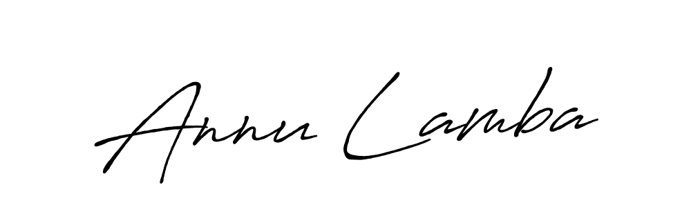 Use a signature maker to create a handwritten signature online. With this signature software, you can design (Antro_Vectra_Bolder) your own signature for name Annu Lamba. Annu Lamba signature style 7 images and pictures png