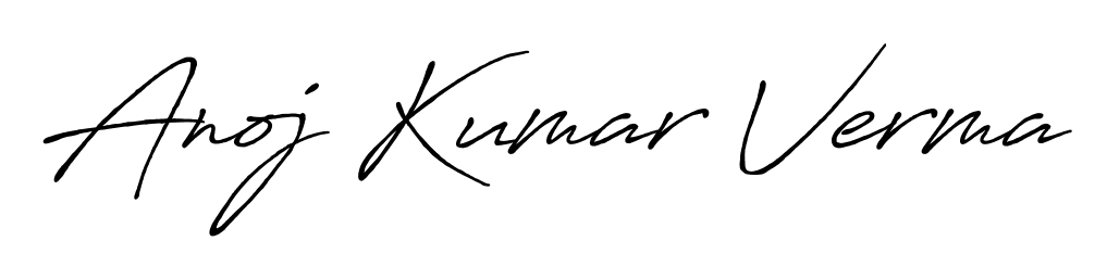 Upgrade your professional image with Anoj Kumar Verma signature created with Antro_Vectra_Bolder font. Fast, free, and watermark-free download. Anoj Kumar Verma signature style 7 images and pictures png