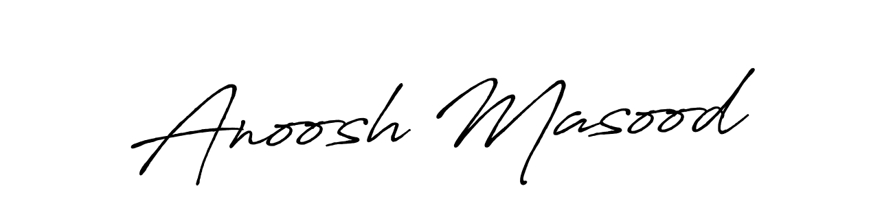 The best way (Antro_Vectra_Bolder) to make a short signature is to pick only two or three words in your name. The name Anoosh Masood include a total of six letters. For converting this name. Anoosh Masood signature style 7 images and pictures png