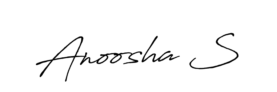 if you are searching for the best signature style for your name Anoosha S. so please give up your signature search. here we have designed multiple signature styles  using Antro_Vectra_Bolder. Anoosha S signature style 7 images and pictures png