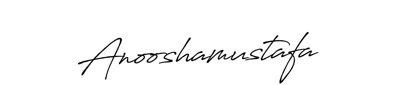 Make a beautiful signature design for name Anooshamustafa. With this signature (Antro_Vectra_Bolder) style, you can create a handwritten signature for free. Anooshamustafa signature style 7 images and pictures png