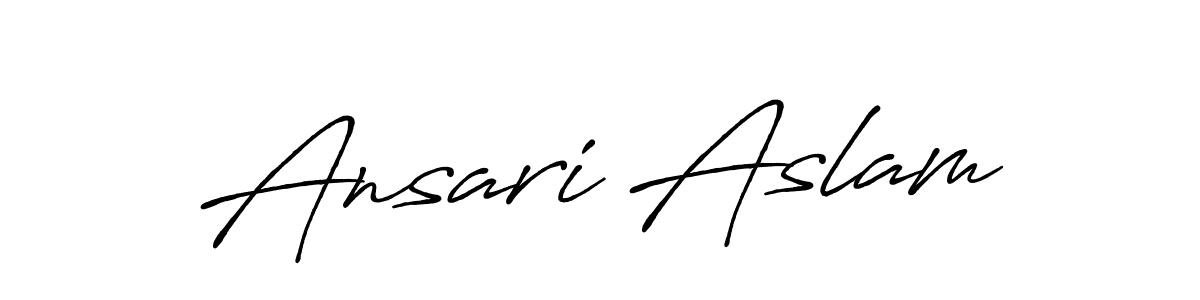 Create a beautiful signature design for name Ansari Aslam. With this signature (Antro_Vectra_Bolder) fonts, you can make a handwritten signature for free. Ansari Aslam signature style 7 images and pictures png