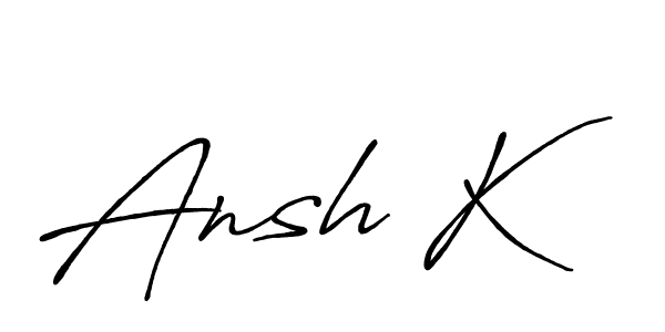 Similarly Antro_Vectra_Bolder is the best handwritten signature design. Signature creator online .You can use it as an online autograph creator for name Ansh K. Ansh K signature style 7 images and pictures png