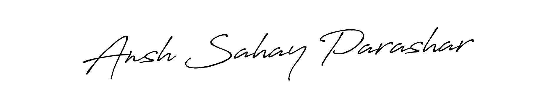 The best way (Antro_Vectra_Bolder) to make a short signature is to pick only two or three words in your name. The name Ansh Sahay Parashar include a total of six letters. For converting this name. Ansh Sahay Parashar signature style 7 images and pictures png