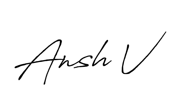 Use a signature maker to create a handwritten signature online. With this signature software, you can design (Antro_Vectra_Bolder) your own signature for name Ansh V. Ansh V signature style 7 images and pictures png